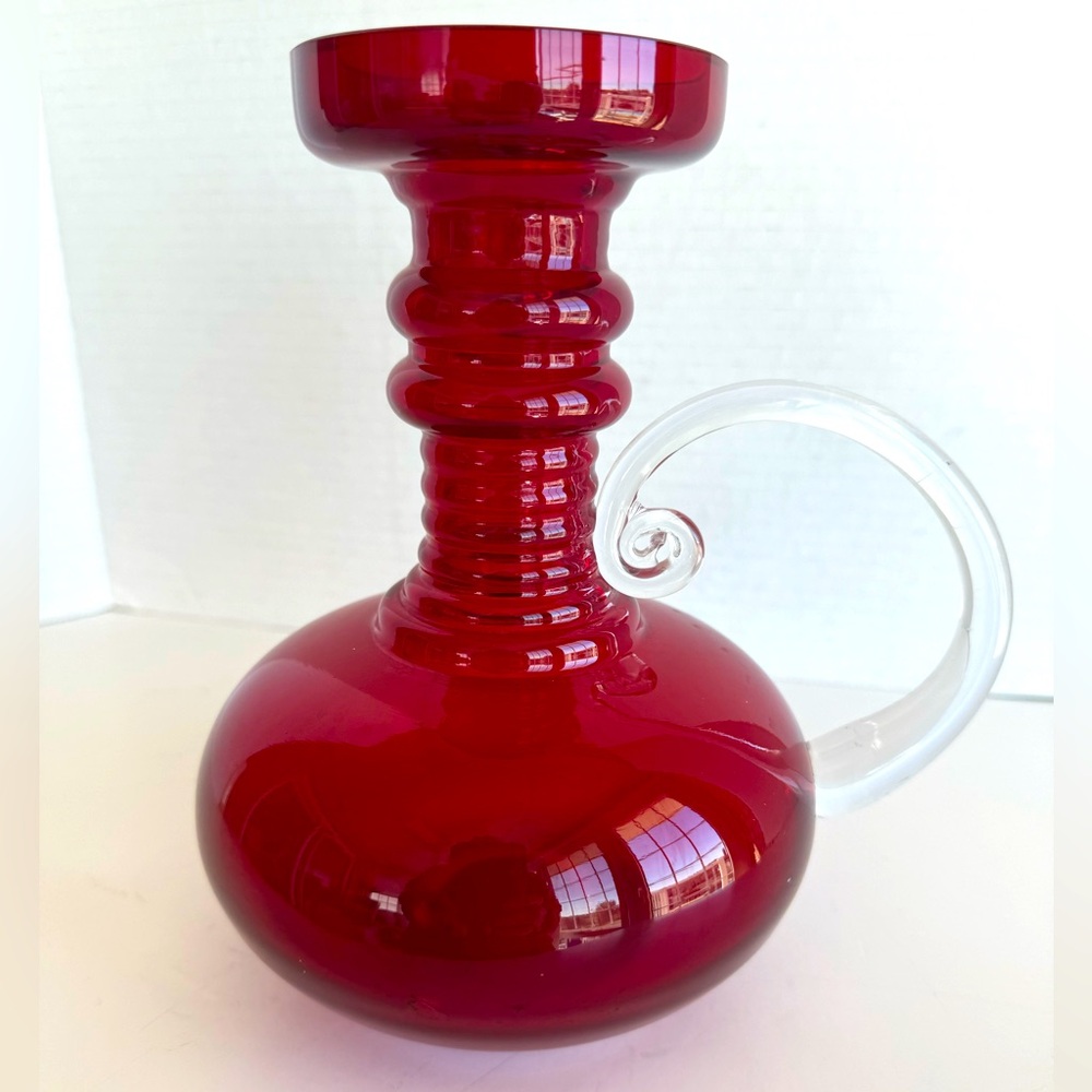 Vtg Riihimaen Lasi Kleopatra Vase in Ruby Red Designed by Tamara Aladin